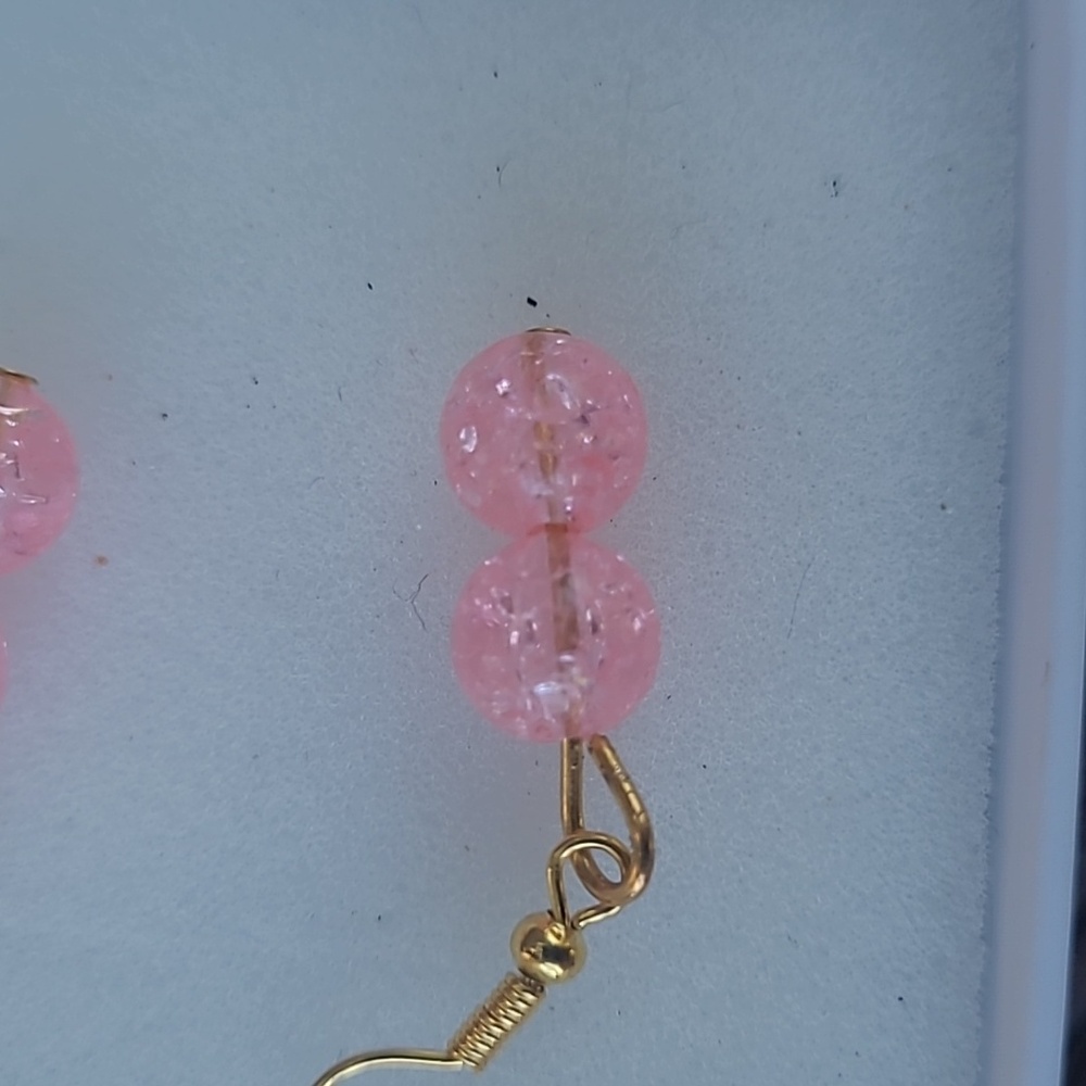 Pink drop earrings - Picture 3 of 4